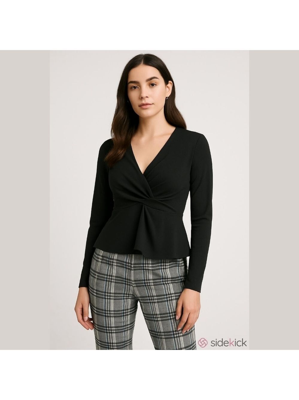 H By Halston Faux Wrap Top With Pleating